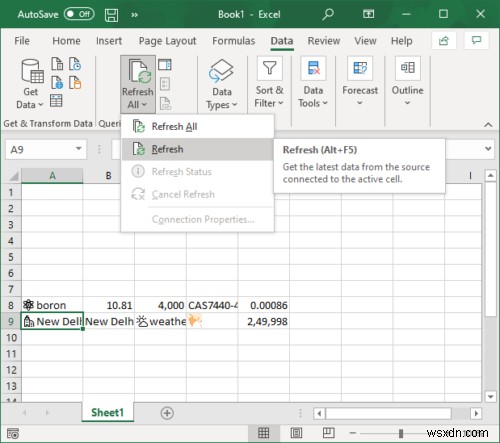 วิธีใช้คุณสมบัติประเภทข้อมูลอัตโนมัติใน Microsoft Excel 