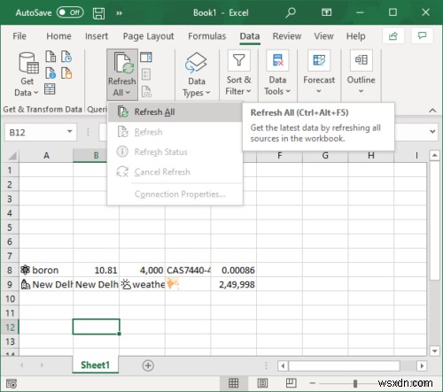 วิธีใช้คุณสมบัติประเภทข้อมูลอัตโนมัติใน Microsoft Excel 