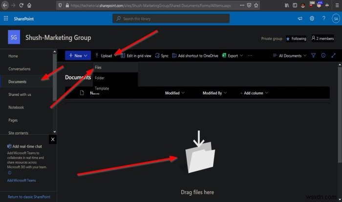 วิธีอัปโหลดเอกสารไปยังไซต์ SharePoint ของคุณ 