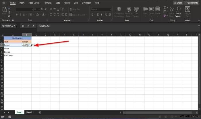 วิธีใช้ฟังก์ชัน MID และ MIDB ใน Microsoft Excel 