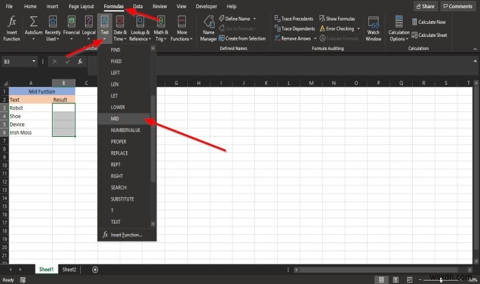 วิธีใช้ฟังก์ชัน MID และ MIDB ใน Microsoft Excel 