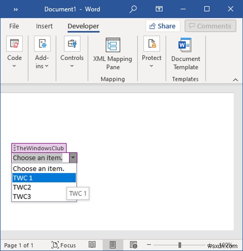 วิธีสร้างรายการดรอปดาวน์ใน Microsoft Word 