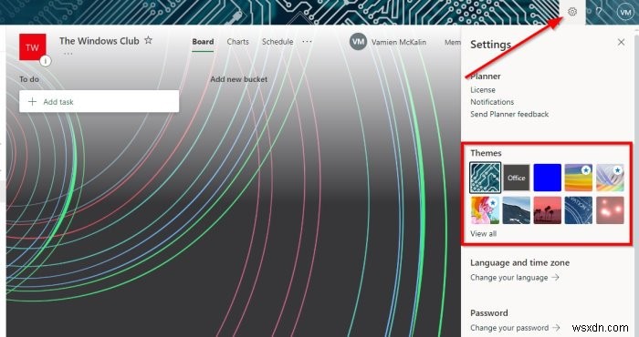 วิธีเปลี่ยนพื้นหลังหรือธีมใน Microsoft Planner สำหรับเว็บ 