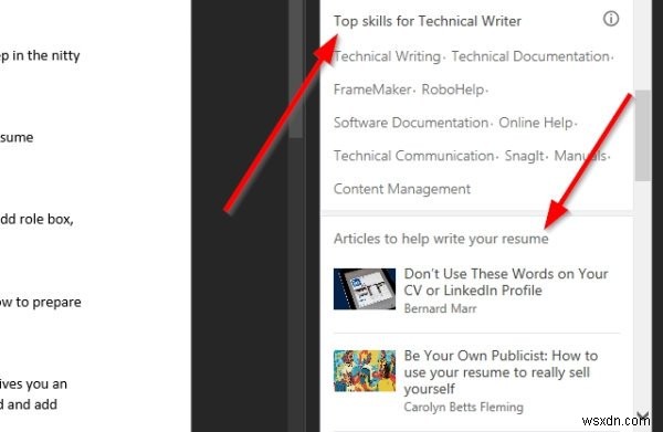 วิธีใช้ LinkedIn Resume Assistant ใน Microsoft Word 