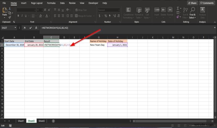 วิธีใช้ฟังก์ชัน NETWORKDAYS ใน Excel 