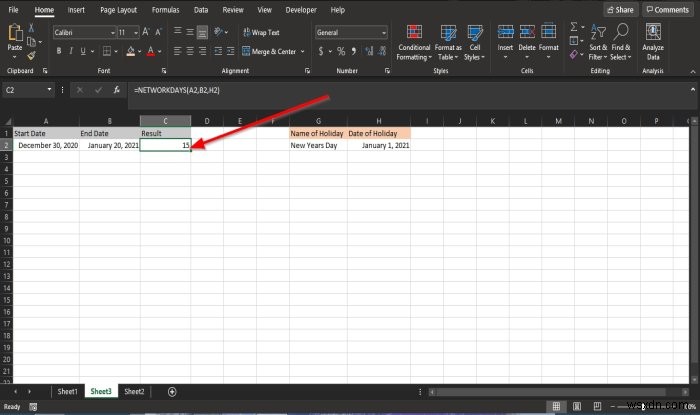 วิธีใช้ฟังก์ชัน NETWORKDAYS ใน Excel 