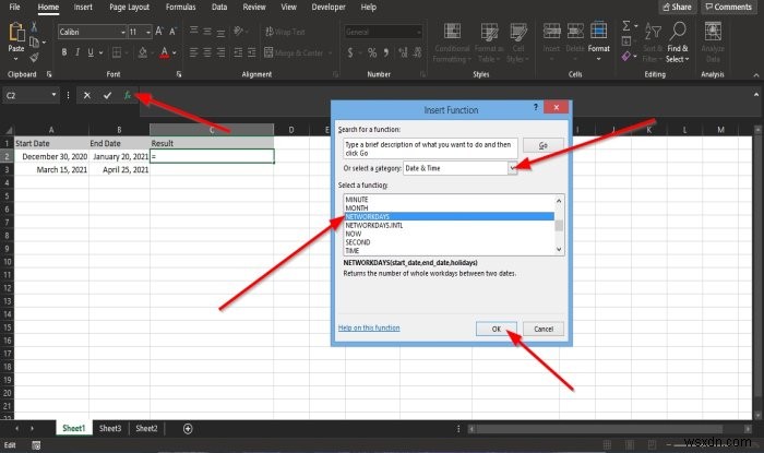 วิธีใช้ฟังก์ชัน NETWORKDAYS ใน Excel 