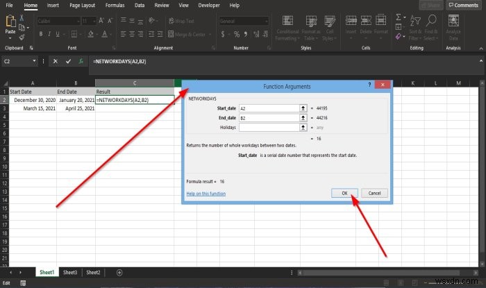 วิธีใช้ฟังก์ชัน NETWORKDAYS ใน Excel 