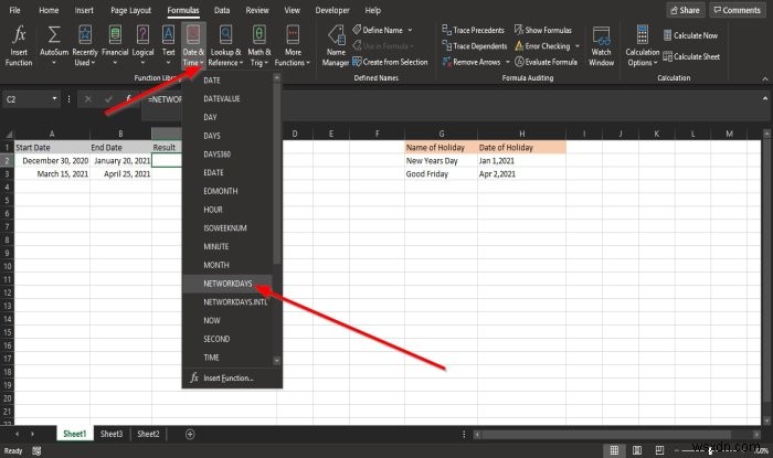 วิธีใช้ฟังก์ชัน NETWORKDAYS ใน Excel 