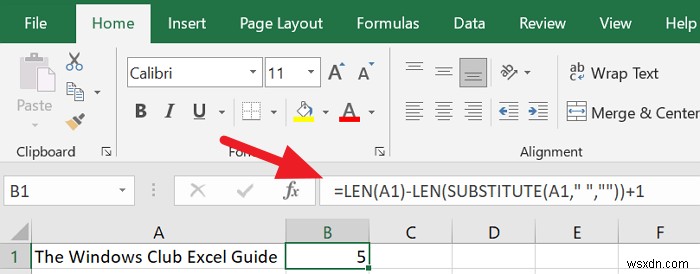 วิธีนับคำใน Microsoft Excel 