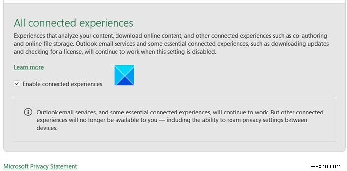 วิธีปิดการใช้งาน Connected Experiences ใน Microsoft 365 