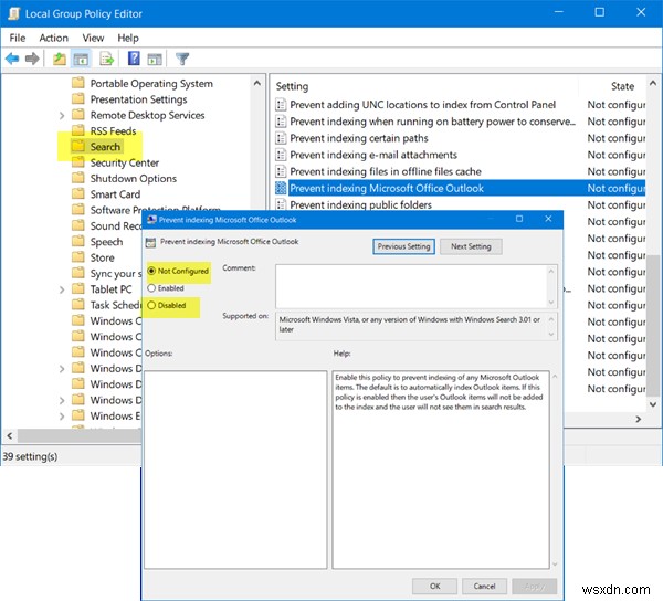 Microsoft Outlook Search เป็นสีเทาหรือไม่ทำงาน 