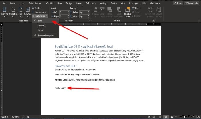 วิธีใช้คุณลักษณะการใส่ยัติภังค์ใน Microsoft Word