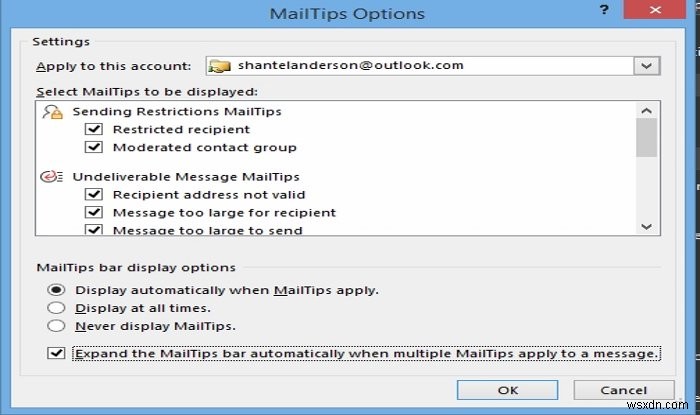 วิธีใช้ตัวเลือก MailTips ใน Outlook 