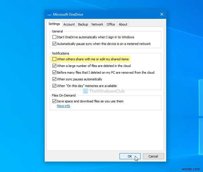 วิธีปิดการแจ้งเตือนไฟล์ที่แชร์ของ OneDrive บน Windows 11/10 
