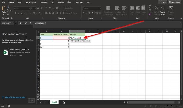 วิธีใช้ฟังก์ชัน REPT ใน Microsoft Excel 