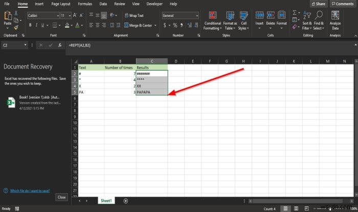 วิธีใช้ฟังก์ชัน REPT ใน Microsoft Excel 