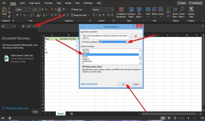 วิธีใช้ฟังก์ชัน REPT ใน Microsoft Excel 