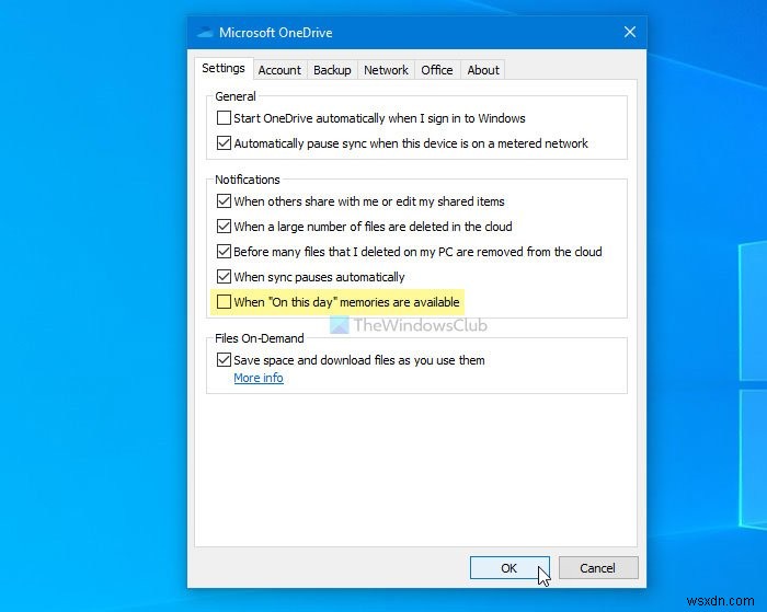 วิธีปิด OneDrive แจ้งเตือนวันนี้บน Windows 11/10 
