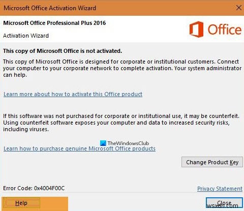 แก้ไขข้อผิดพลาดการเปิดใช้งาน Microsoft Office 0x4004F00C วิธีที่ง่าย 