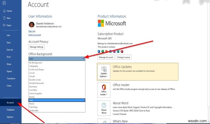 วิธีเปิดใช้งาน Office Background ใน Microsoft Office 