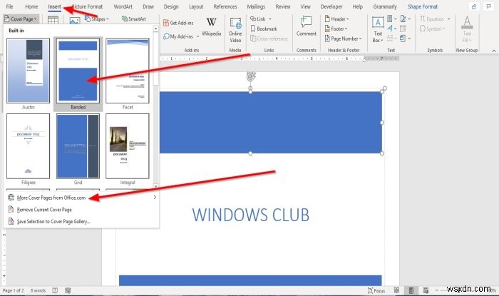 วิธีแทรก Custom Cover Page ใน Microsoft Word 