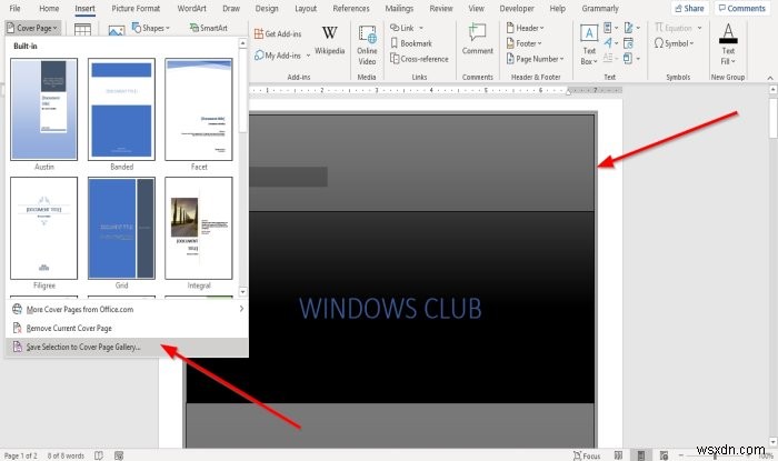 วิธีแทรก Custom Cover Page ใน Microsoft Word 