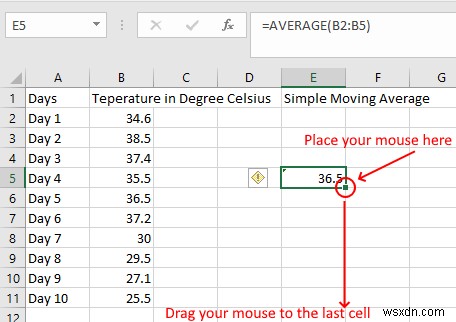 วิธีการคำนวณ Simple, Weighted และ Exponential Moving Averages ใน Excel 