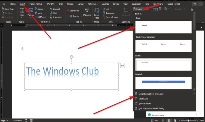 วิธีแทรกส่วนหัวและส่วนท้ายใน Microsoft Word 