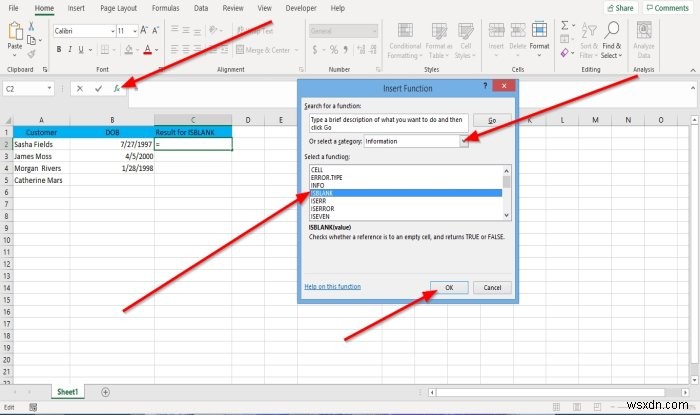 วิธีใช้ฟังก์ชัน ISBLANK ใน Microsoft Excel 