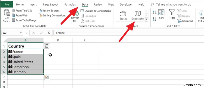 วิธีใช้ฟีเจอร์ข้อมูลภูมิศาสตร์ใน Microsoft Excel 