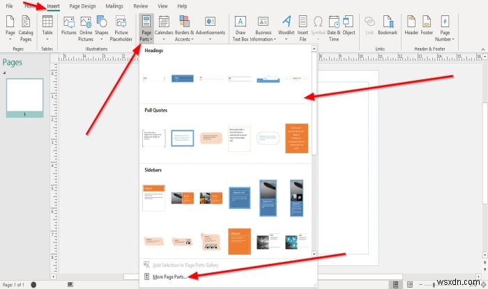 วิธีใช้ฟีเจอร์ Building Blocks ใน Microsoft Publisher 