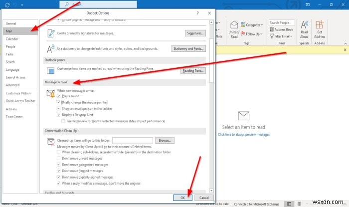 วิธีสร้างการแจ้งเตือนบนเดสก์ท็อปสำหรับการมาถึงของอีเมลใน Outlook 