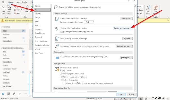 วิธีปรับแต่งการตั้งค่าการตรวจสอบการสะกดและไวยากรณ์ใน Outlook 