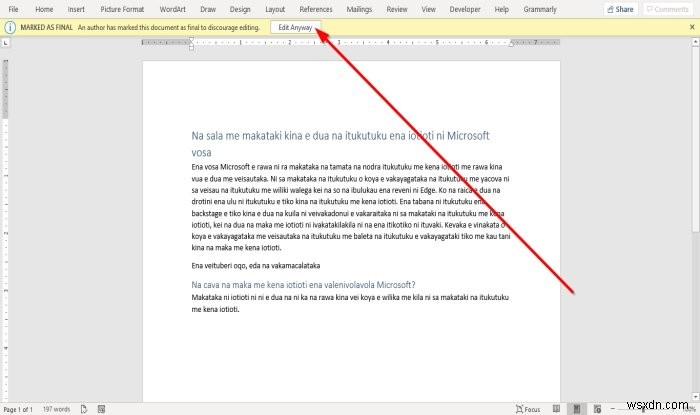 วิธีทำเครื่องหมายเอกสารเป็นเอกสารสุดท้ายใน Microsoft Word 