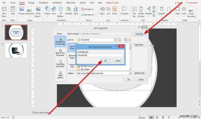 วิธีเชื่อมโยงองค์ประกอบ เนื้อหา หรือวัตถุกับสไลด์ PowerPoint 