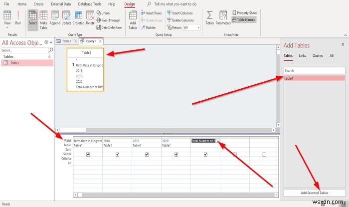 วิธีสร้างเขตข้อมูลจากการคำนวณในแบบสอบถามใน Microsoft Access 