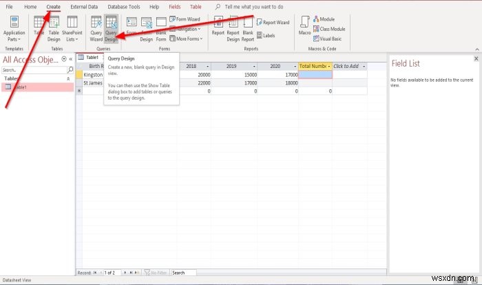 วิธีสร้างเขตข้อมูลจากการคำนวณในแบบสอบถามใน Microsoft Access 