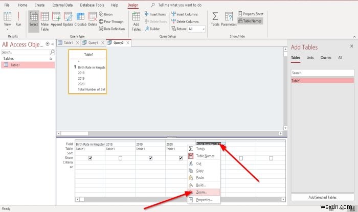 วิธีสร้างเขตข้อมูลจากการคำนวณในแบบสอบถามใน Microsoft Access 