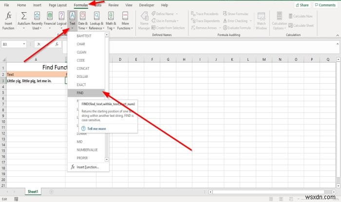 วิธีใช้ฟังก์ชัน Find และ FindB ใน Microsoft Excel 