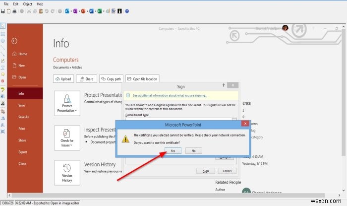 วิธีแนบหรือลบลายเซ็นดิจิทัลในงานนำเสนอ PowerPoint 