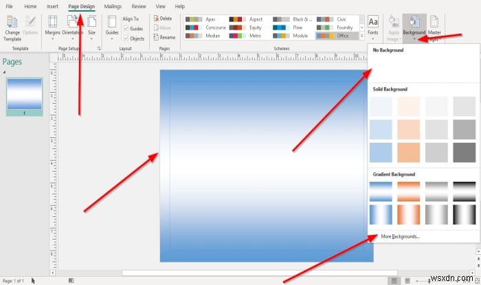 วิธีสร้างและเพิ่มพื้นหลังใน Microsoft Publisher 