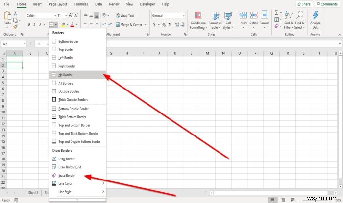 วิธีเพิ่มหรือลบ Borders to Cells ใน Microsoft Excel 