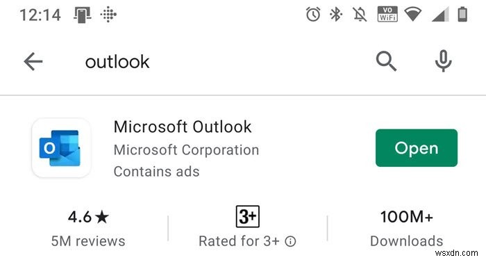 ข้อผิดพลาดในการโหลดข้อความข้อผิดพลาดของ Outlook บนมือถือ Android