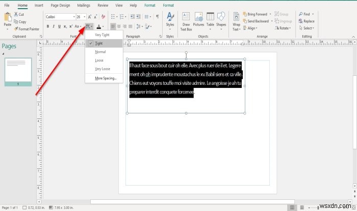 วิธีเปลี่ยนระยะห่างโดยใช้ Character, Line หรือ Paragraph Spacing Tool ใน Microsoft Publisher 