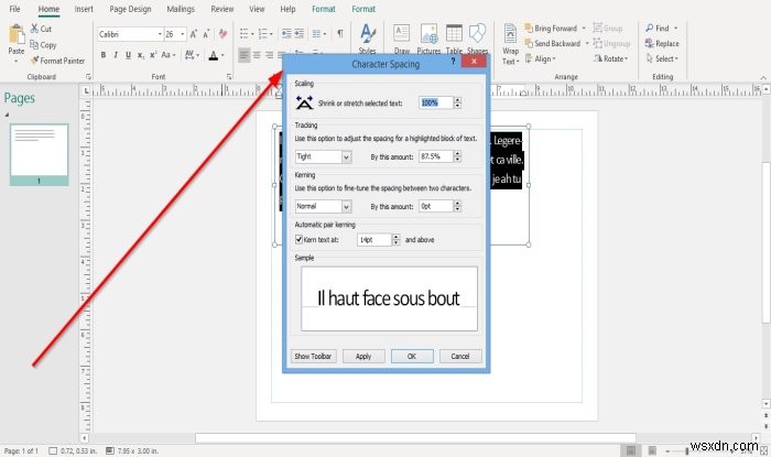 วิธีเปลี่ยนระยะห่างโดยใช้ Character, Line หรือ Paragraph Spacing Tool ใน Microsoft Publisher 