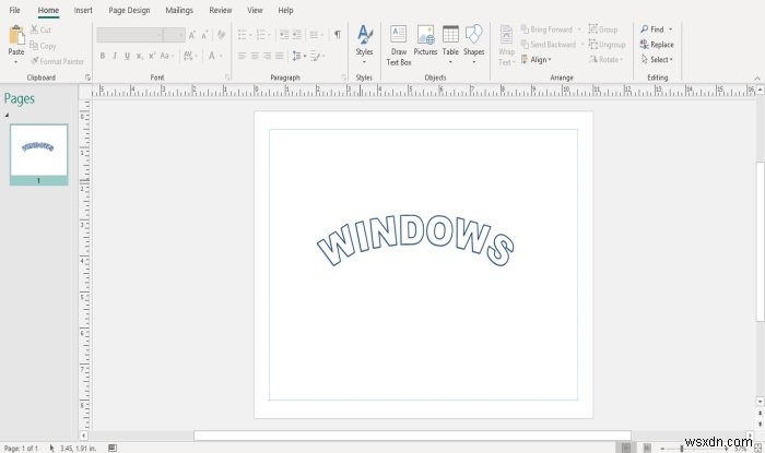 วิธีเปลี่ยนรูปร่างของเครื่องมือ WordArt Text ใน Microsoft Publisher 