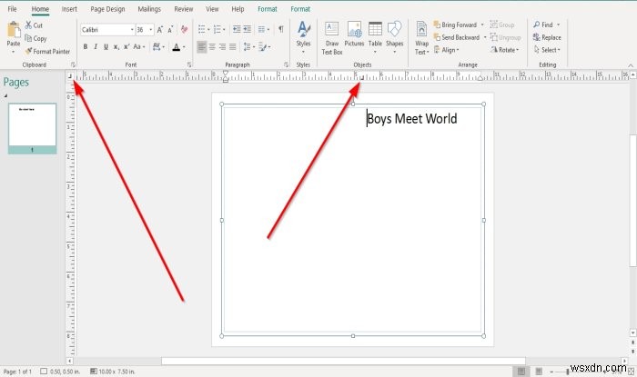 วิธีแสดงหรือซ่อน และใช้แถบไม้บรรทัดใน Microsoft Publisher 