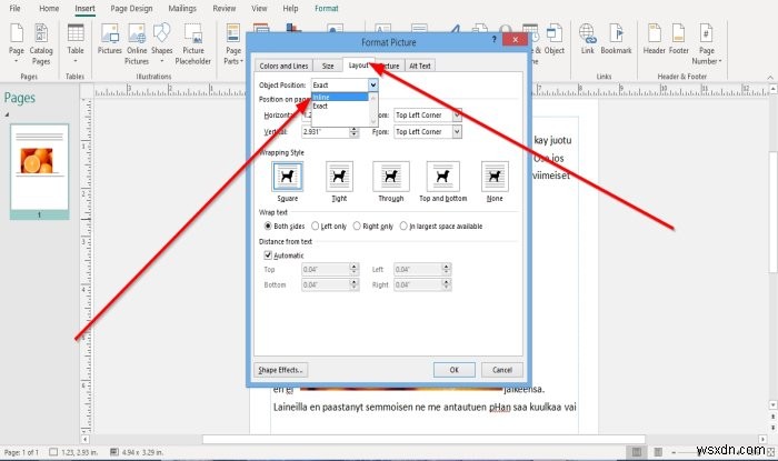 วิธีจัดตำแหน่งรูปภาพโดยใช้ Position Object ใน Microsoft Publisher 