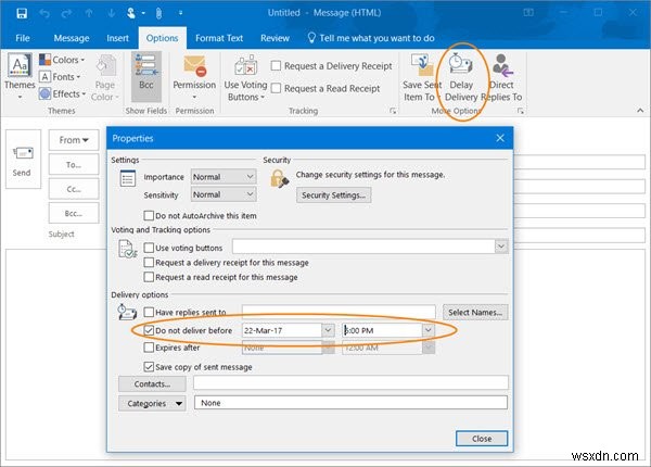 วิธีหน่วงเวลาหรือกำหนดเวลาส่งอีเมลใน Microsoft Outlook 